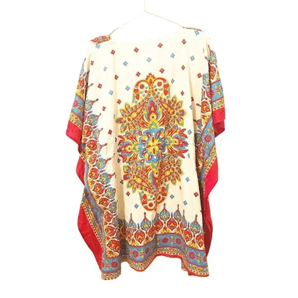 California Woman free size cover up dress paisley floral - Picture 2 of 7